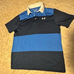 Under Armour Men's Blue and Navy Golf Polo